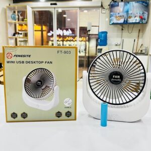 پنکه مینی فن رو میزی شارژی سه سرعته مدل FAN PORTABLE FT-903 رومیزی تاشو